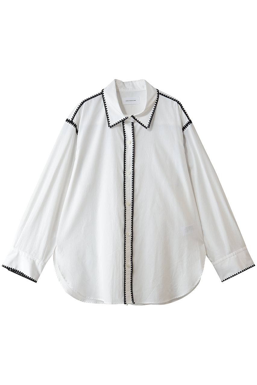 GALLARDAGALANTE 【HERITANOVUM】 ブランケットステッチシャツ (ホワイト, F) ガリャルダガランテ ELLE SHOP
