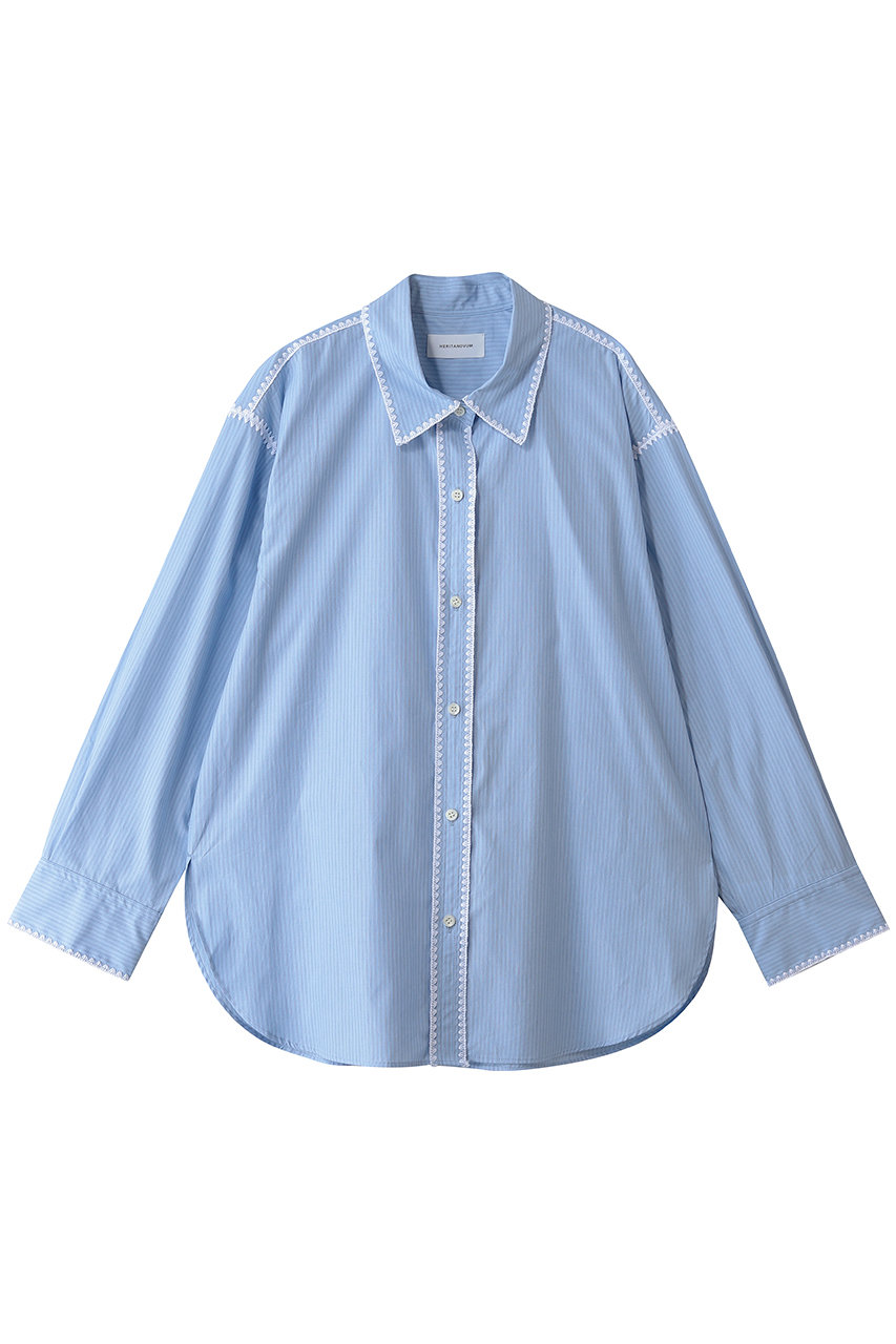 GALLARDAGALANTE 【HERITANOVUM】 ブランケットステッチシャツ (サックスブルー, Ｆ) ガリャルダガランテ ELLE SHOP