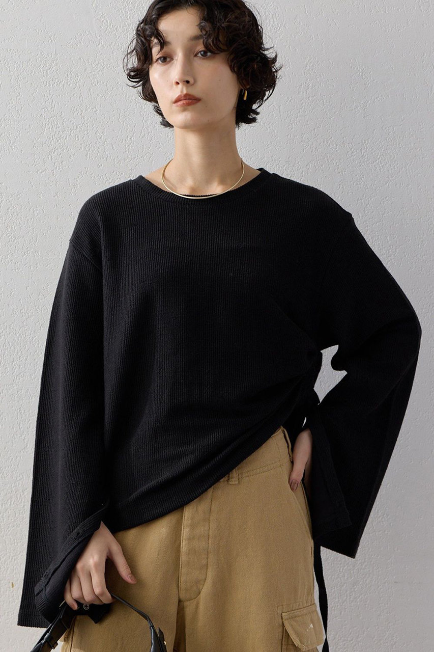 ガリャルダガランテ/GALLARDAGALANTEの【予約販売】【PEAS】コットンリネンループロンTee(ブラック/GGP1062106A0002)