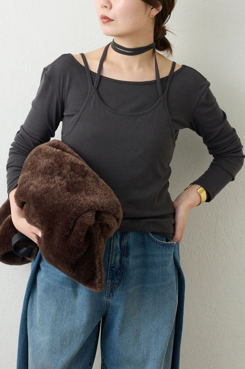 GALLARDAGALANTE カシミヤ混セットカットソー (チャコールグレー, F) ガリャルダガランテ ELLE SHOP