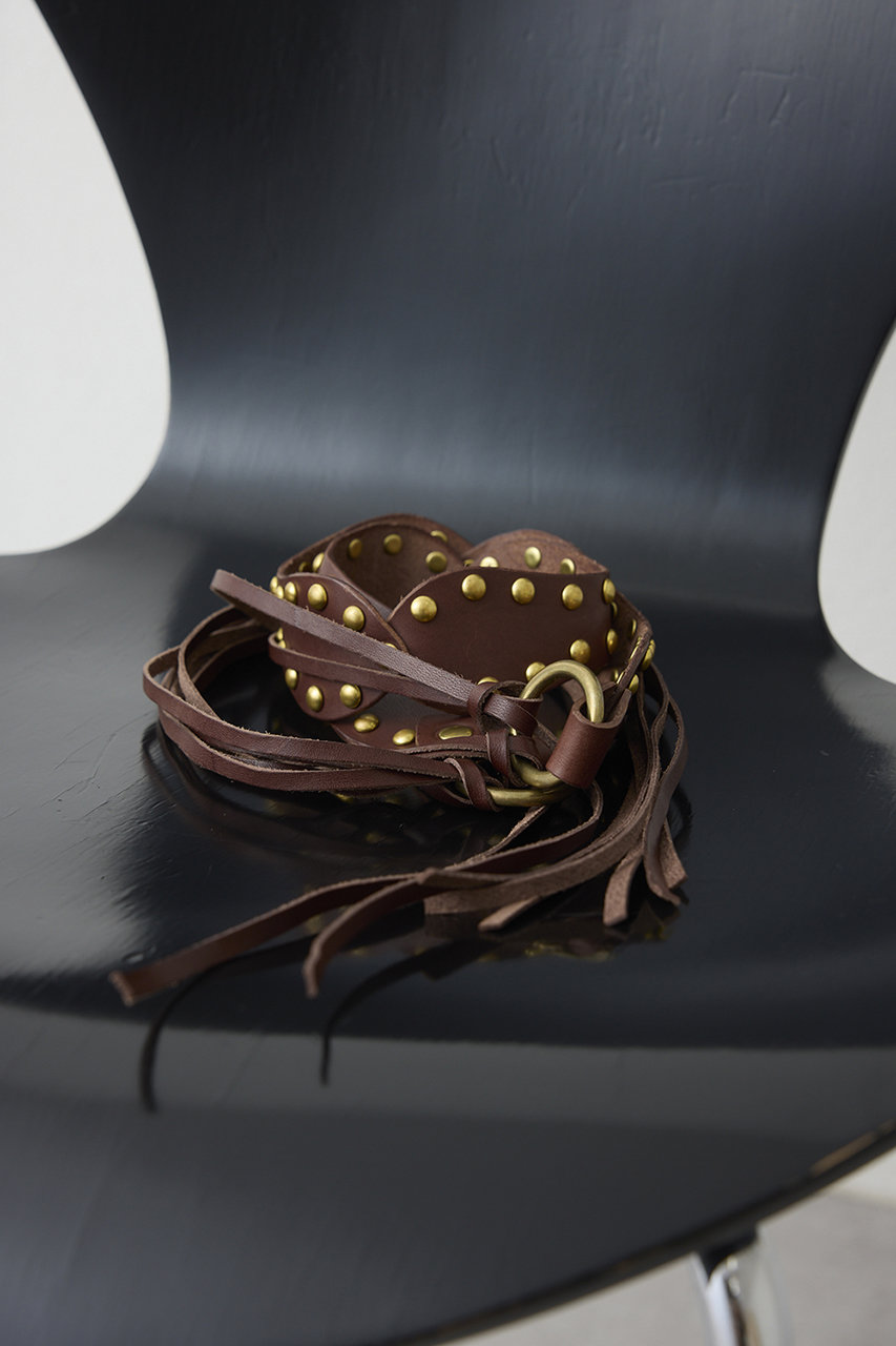 GALLARDAGALANTE スタッズフリンジベルト (ブラウン, F) ガリャルダガランテ ELLE SHOP