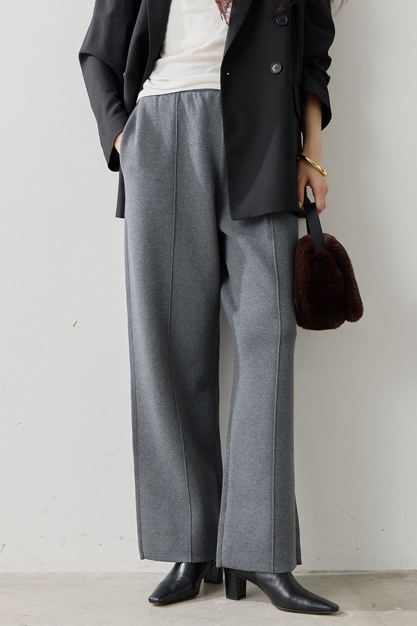 GALLARDAGALANTE 【WALANCE】刺しゅうニットパンツ (チャコールグレー, F) ガリャルダガランテ ELLE SHOP