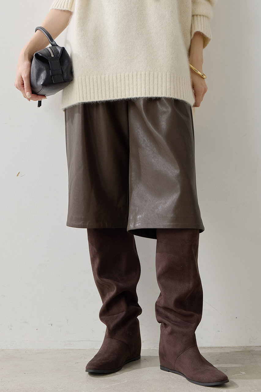 GALLARDAGALANTE フェイクレザーショートパンツ (ブラウン, F) ガリャルダガランテ ELLE SHOP