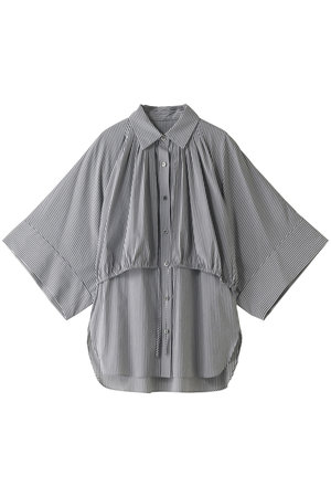 ソフトストライプブロードレイヤードブラウス