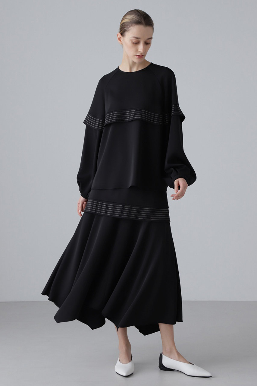 ADORE(アドーア)｜ステッチジョーゼットスカート/ブラック の通販  