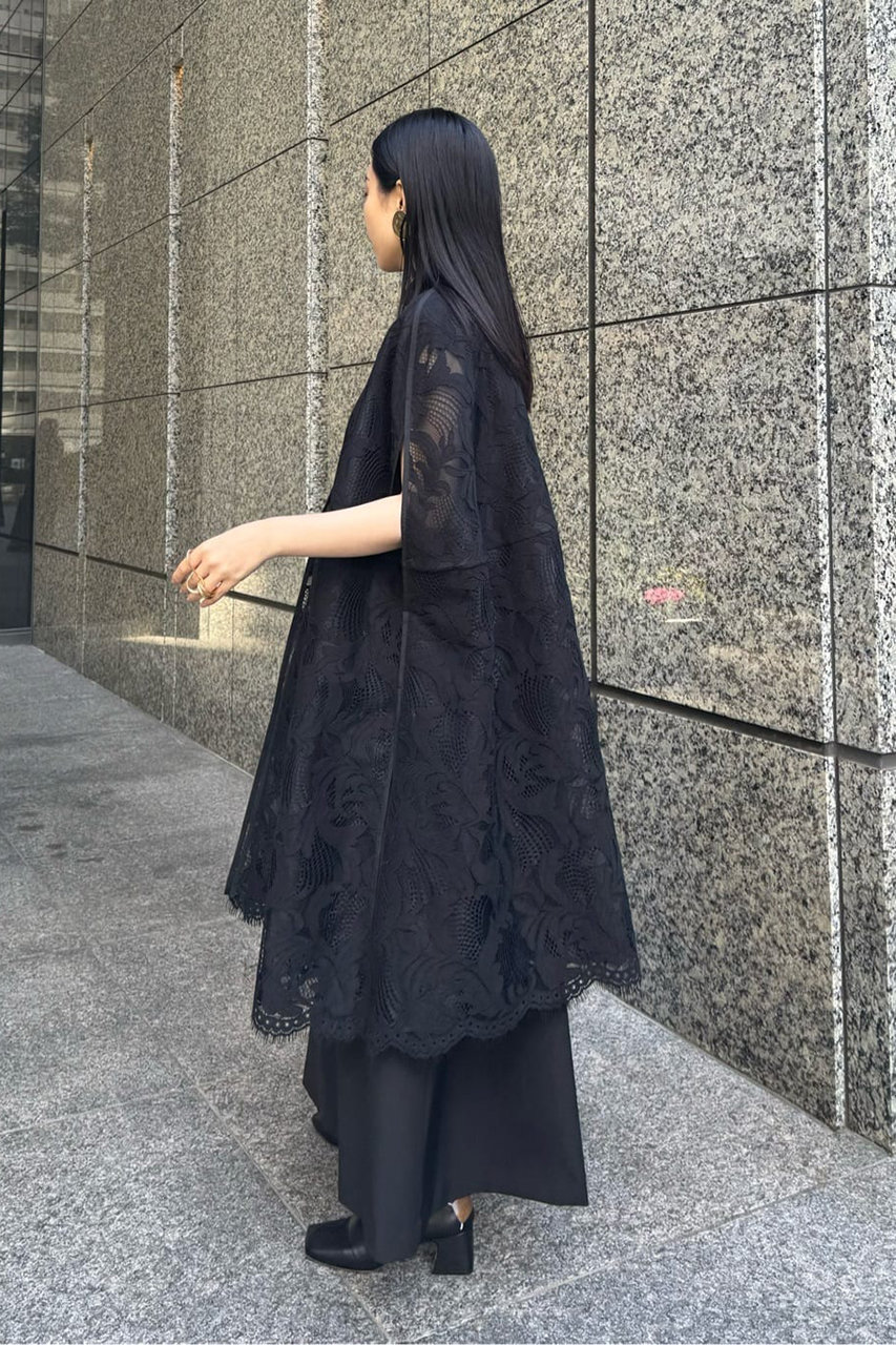 【日本本物】アドーア 美品ボタニカルコードレーススカート　ネイビー スカート