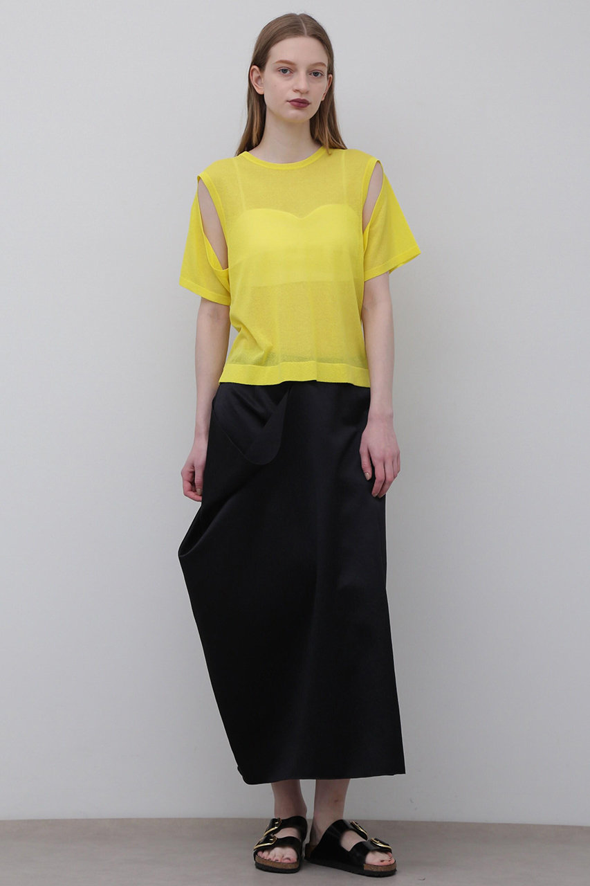 ADORE <UNiPH>ワッシャーサテンスカート (ブラック, 1) アドーア ELLE SHOP