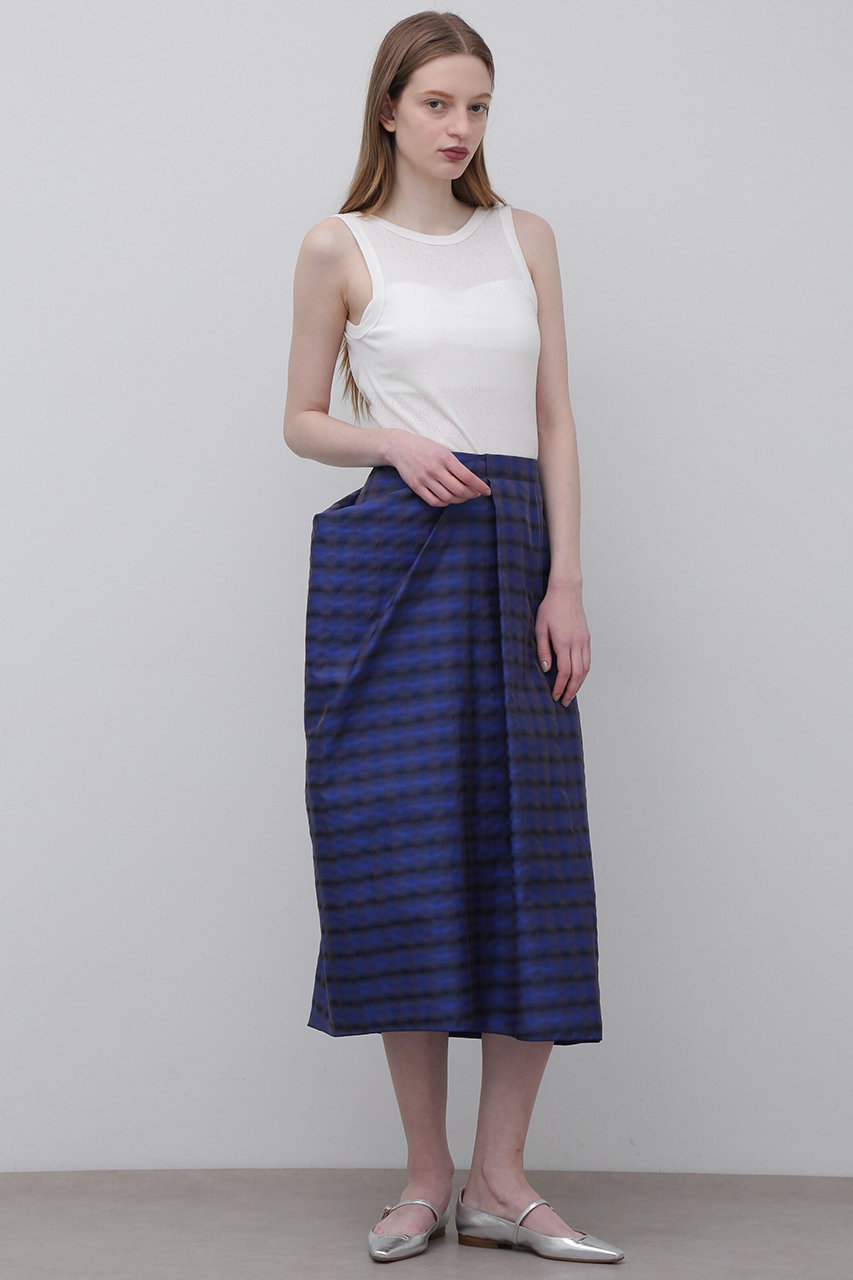 ADORE ＜UNiPH＞スパークルチェックジャガードスカート (ブルー, ２) アドーア ELLE SHOP