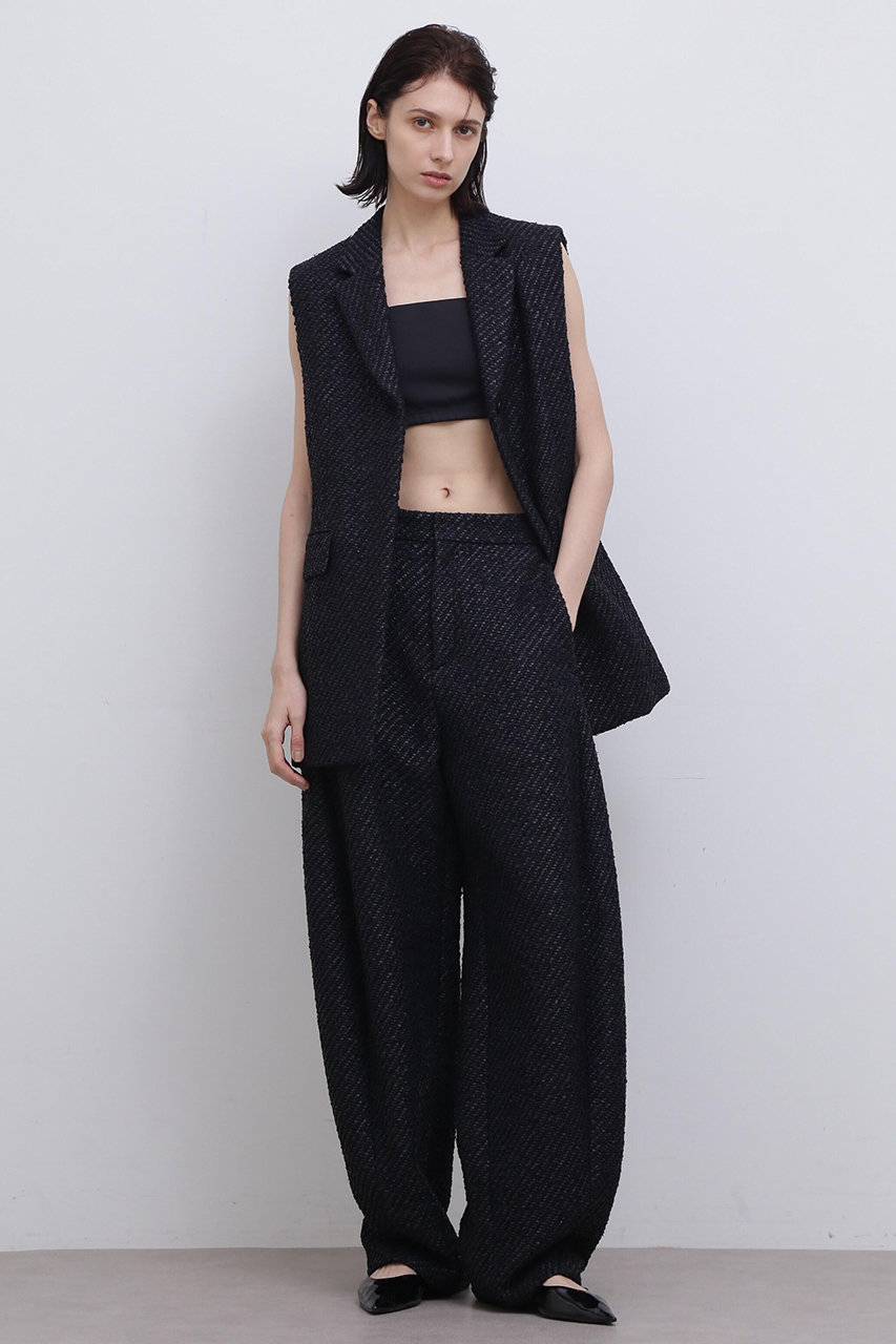 ADORE ＜UNiPH＞コーティングヤーンツィードパンツ (ブラック, １) アドーア ELLE SHOP