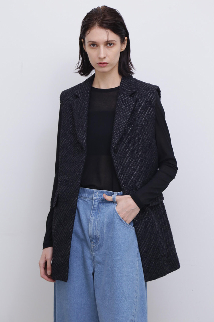 ADORE ＜UNiPH＞コーティングヤーンツィードジレ (ブラック, １) アドーア ELLE SHOP