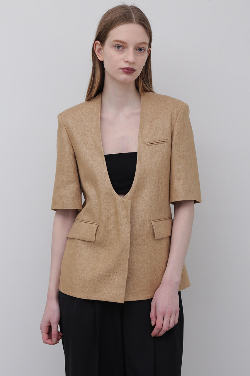 ADORE ＜UNiPH＞麻オックスジャケット (ベージュ, １) アドーア ELLE SHOP