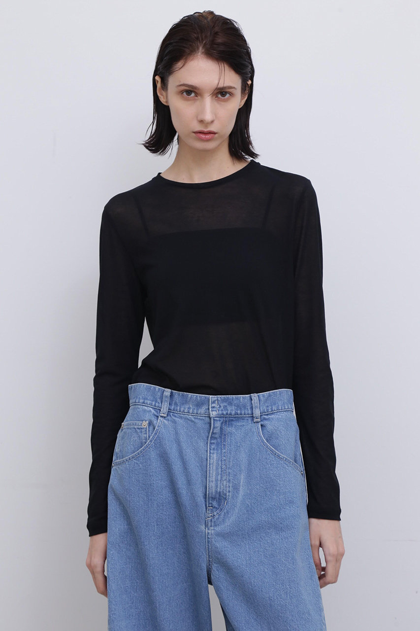 ADORE ＜UNiPH＞ガーゼジャージーカットソー (ブラック, １) アドーア ELLE SHOP