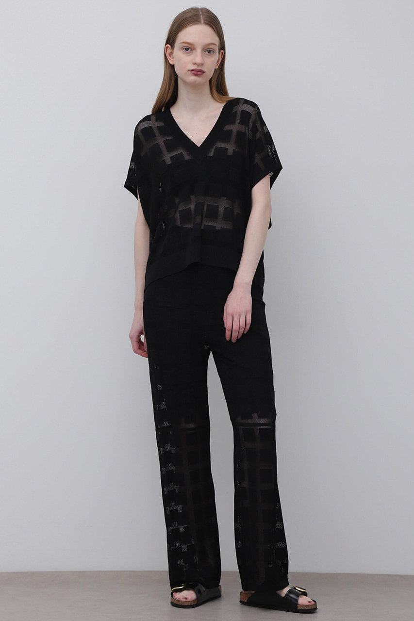 ADORE ＜UNiPH＞メタリックニットパンツ (ブラック, １) アドーア ELLE SHOP