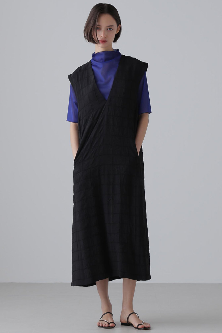 ADORE(アドーア)｜シュリンクWジャガードワンピース/ブラック の通販