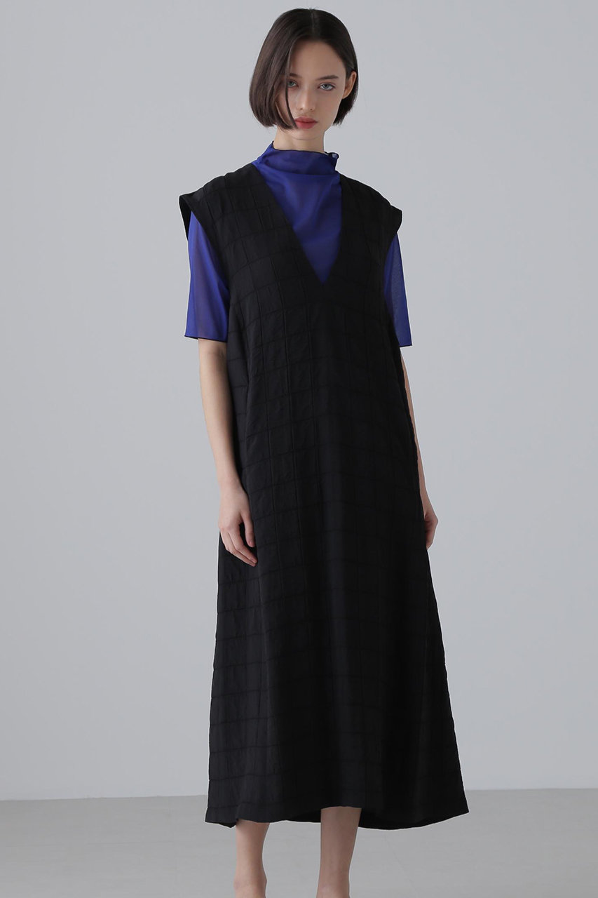 ADORE(アドーア)｜シュリンクWジャガードワンピース/ブラック の通販