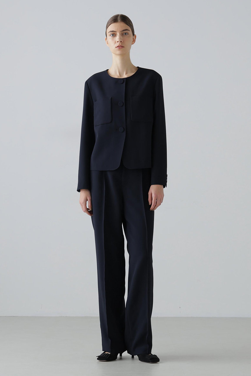 即日発送　ELLIE ジョーゼットパンツ　ジョーゼットPT ネイビー ADORE(アドーア)｜【予約販売】◇ストレッチジョーゼットパンツ