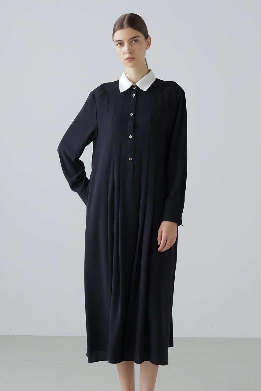 アドーア　長袖シャツワンピース　ネイビー　ワンピース ADORE(アドーア)｜【予約販売】◇ライトジョーゼットワンピース