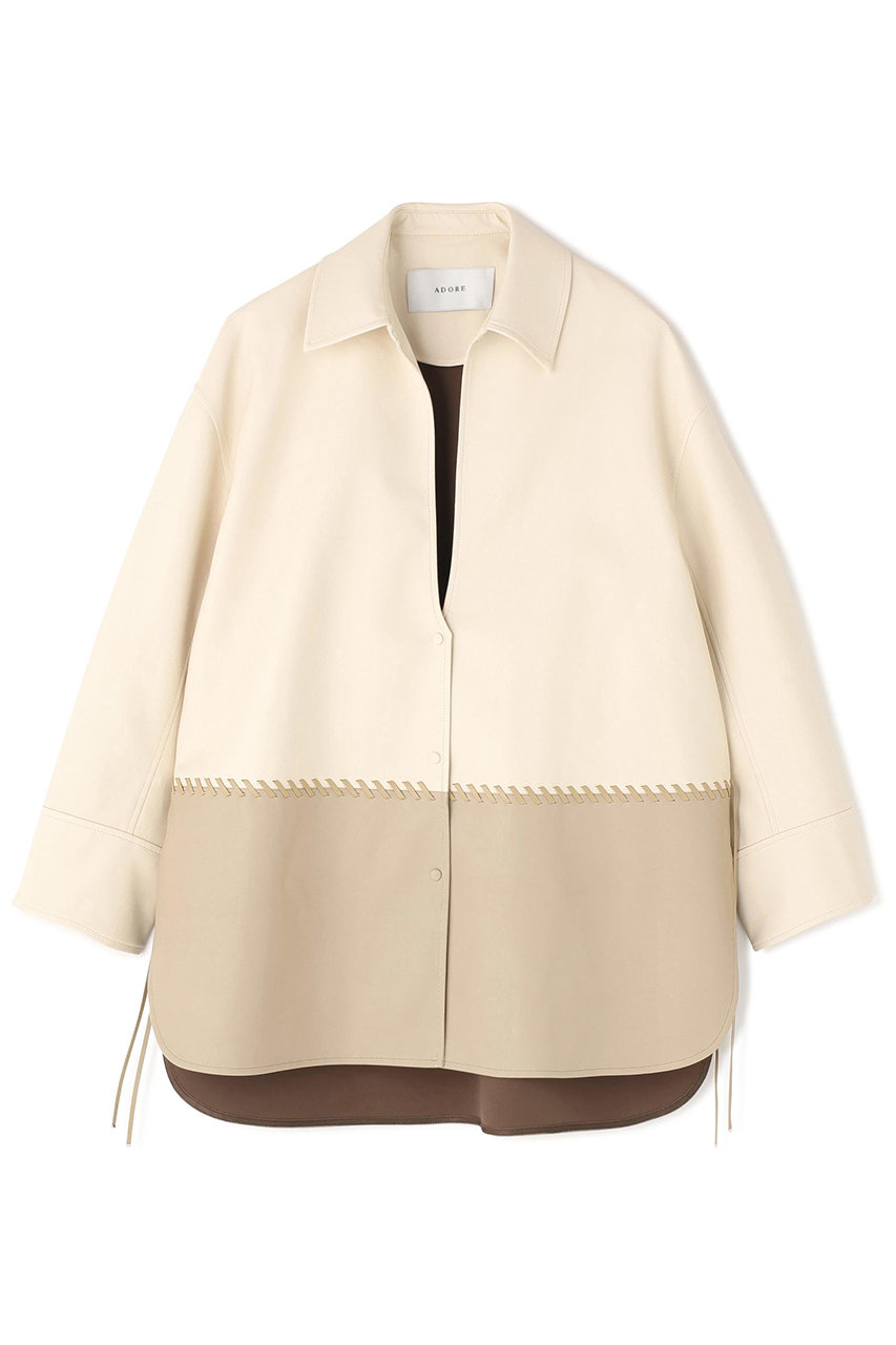 アドーア/ADOREの◆レースアップフェイクレザージャケット(ホワイト/5316150114)