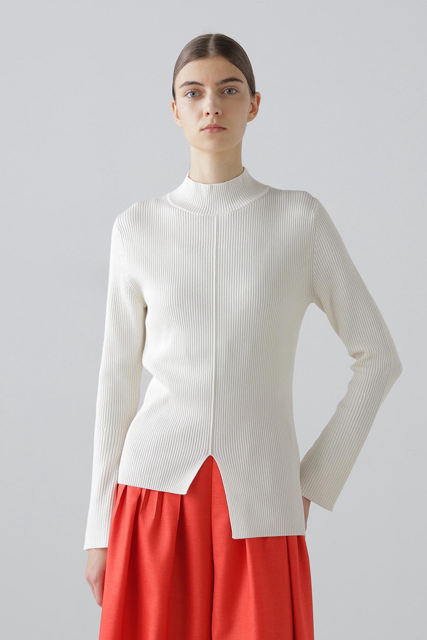 アドーア　ADORE リブニット カットソー ホワイト ADORE(アドーア)｜【予約販売】◇ダブルリブニット/ホワイト の通販