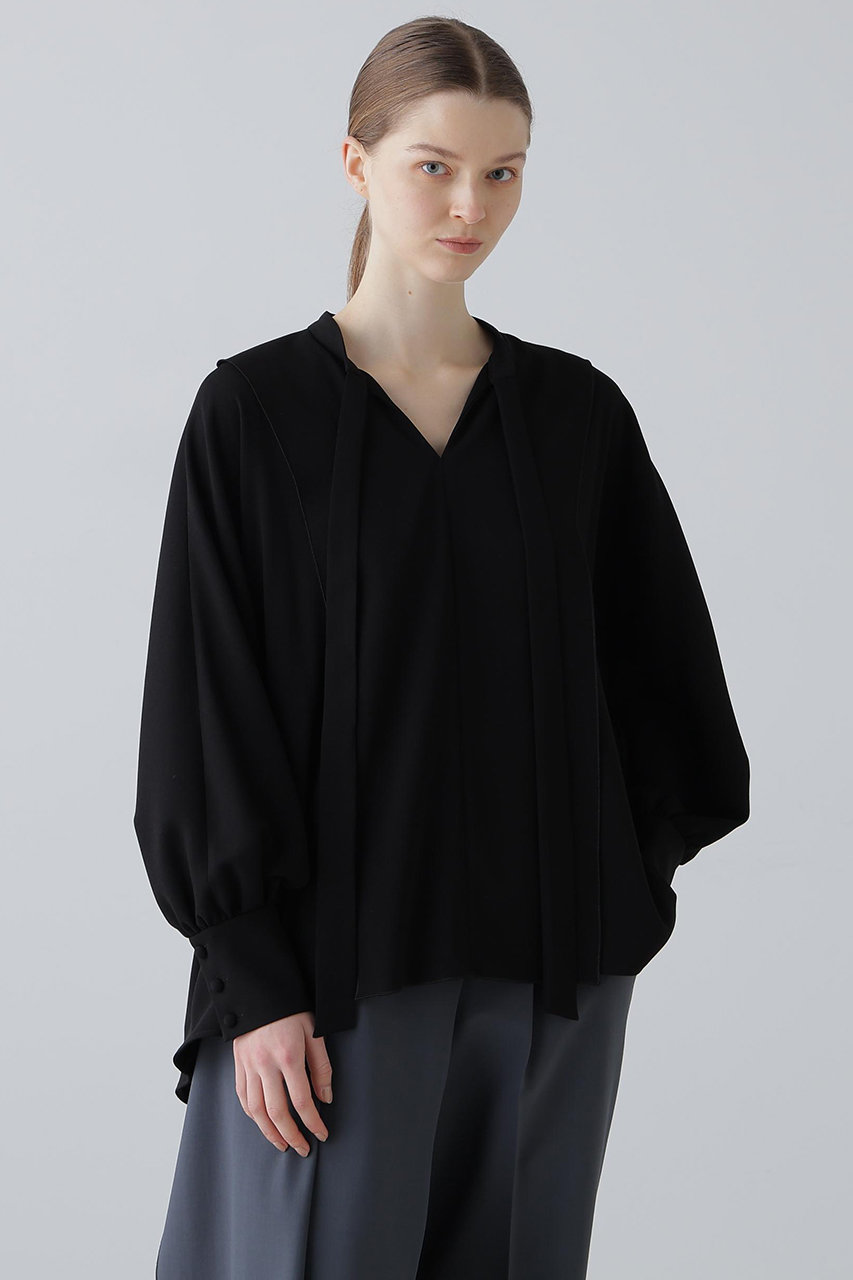 ADORE(アドーア)｜バックサテンジョーゼットブラウス/ブラック の通販
