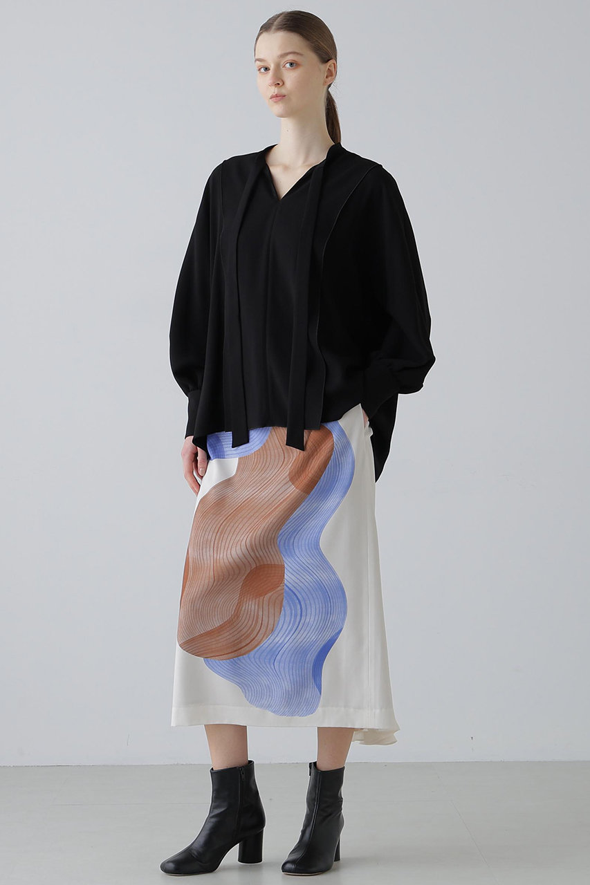 【新作】ADORE トップス ブラウス 今季商品 25ss ADORE(アドーア)｜バックサテンジョーゼットブラウス/ブラック の通販