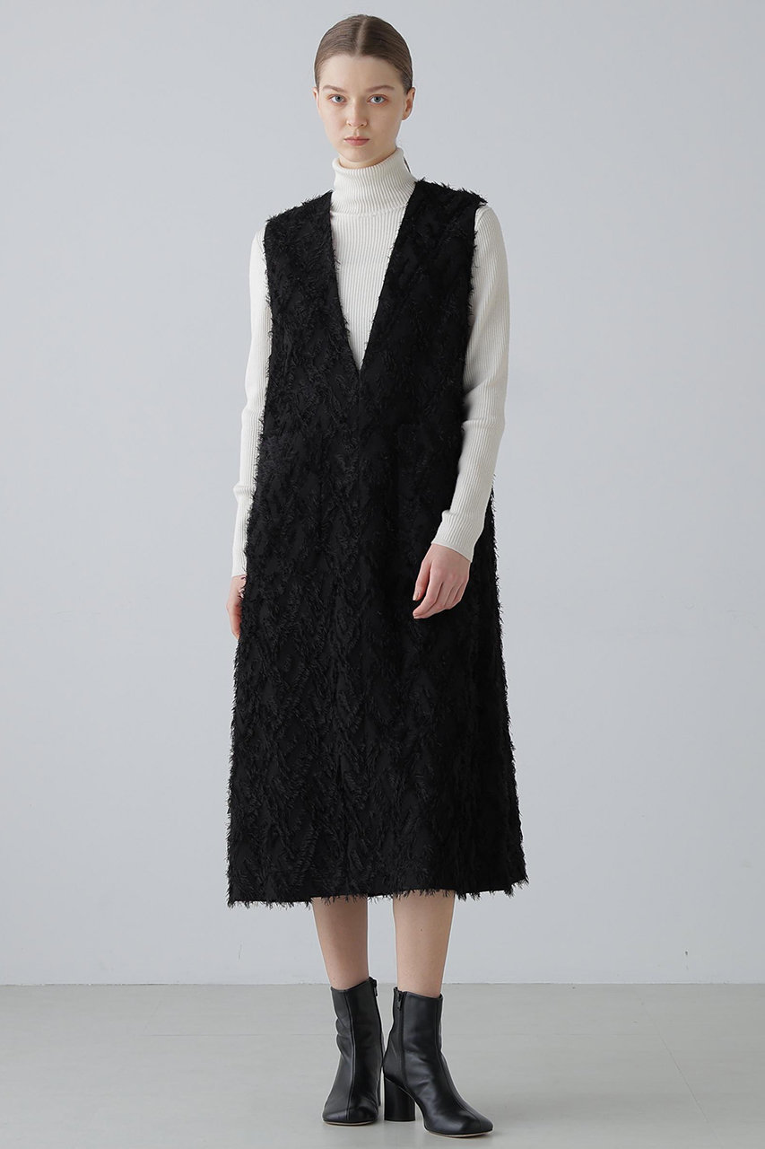 ADORE(アドーア)｜ロンバスカットジャガードワンピース/ブラック の