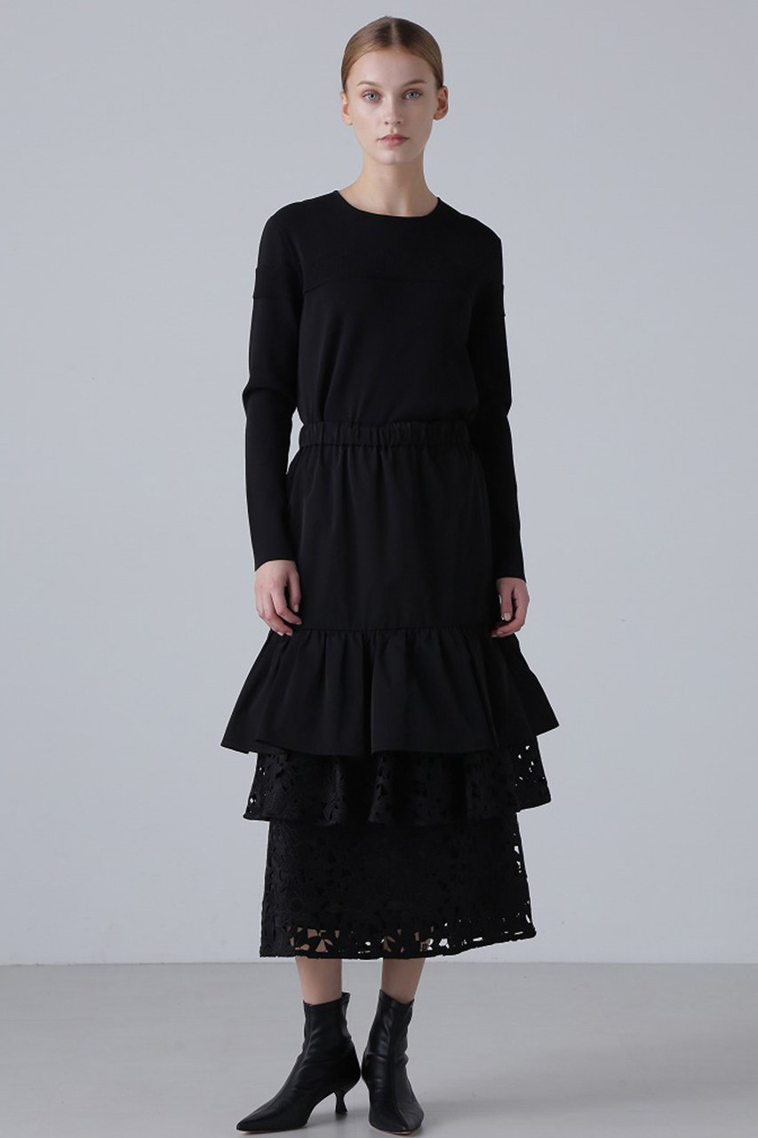 ADORE(アドーア)｜スカラップニット/ブラック の通販｜ELLESHOP