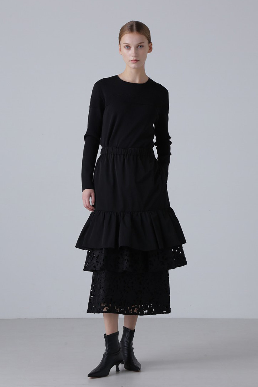 hana 美品ADORE アドーアビジュー付巻きスカート　フラノ 裾ティアードサスペンダースカート[品番：AMTW0009723]｜JUNOAH