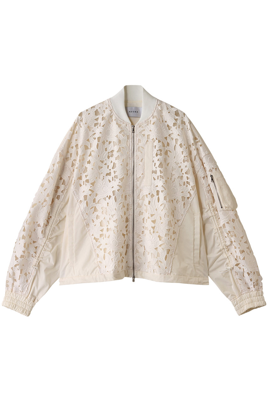ADORE ミックスフラワーレースジャケット (ホワイト, 38) アドーア ELLE SHOP ADORE ミックスフラワーレースジャケット (ホワイト, 38) アドーア ELLE SHOP