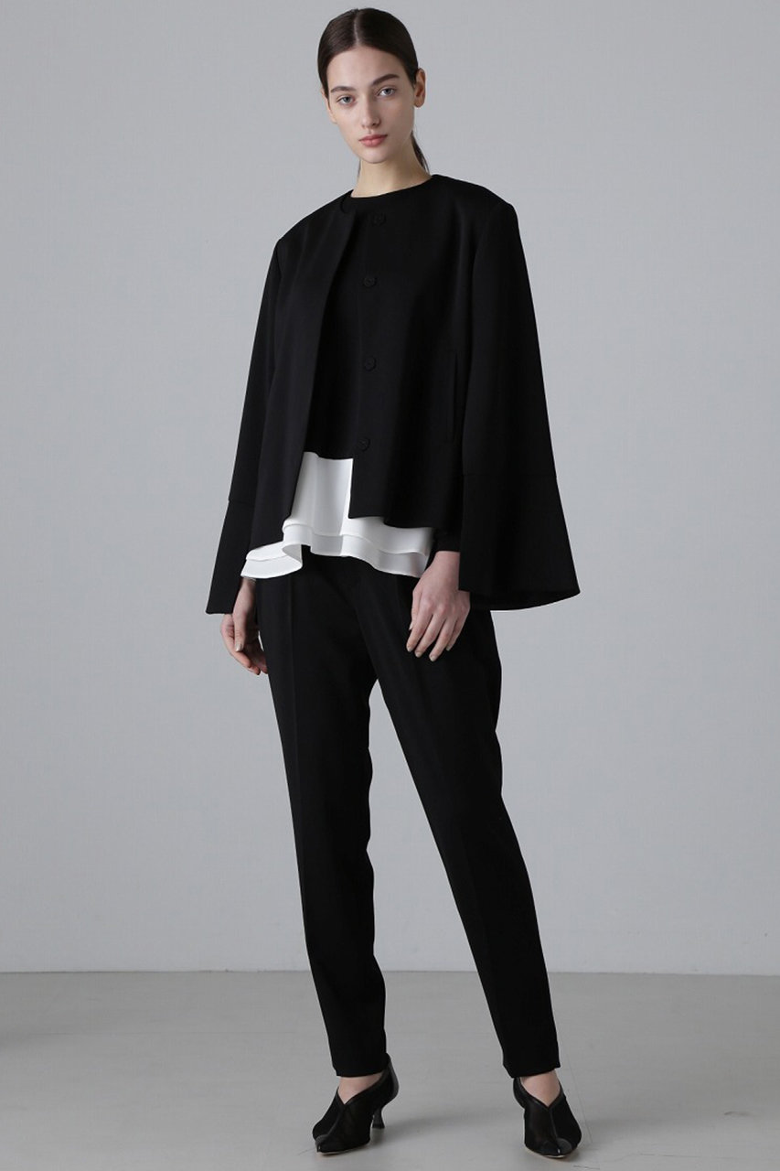 A DORE アドーア　ノーカラー　ジャケット　ジョーゼット ADORE(アドーア)｜◇ドライミドルジョーゼットジャケット/ブラック の