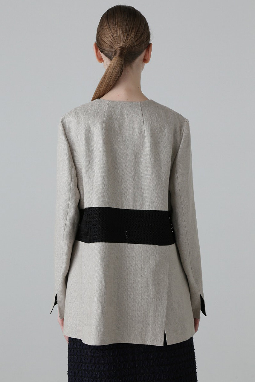【極美品】ADORE アドーア ノーカラーショートジャケット ギャザー ベージュ ADORE アドーア ノーカラーコットンコート ノーカラー コットン