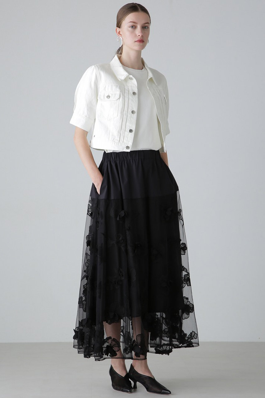 ADORE(アドーア)｜3Dレーススカート/ブラック の通販｜ELLESHOP