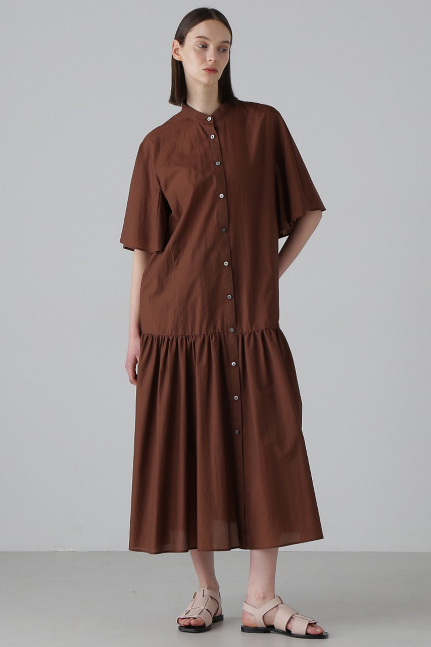 ADORE(アドーア)｜◇コットンナイロンタフタワンピース/ブラウン の