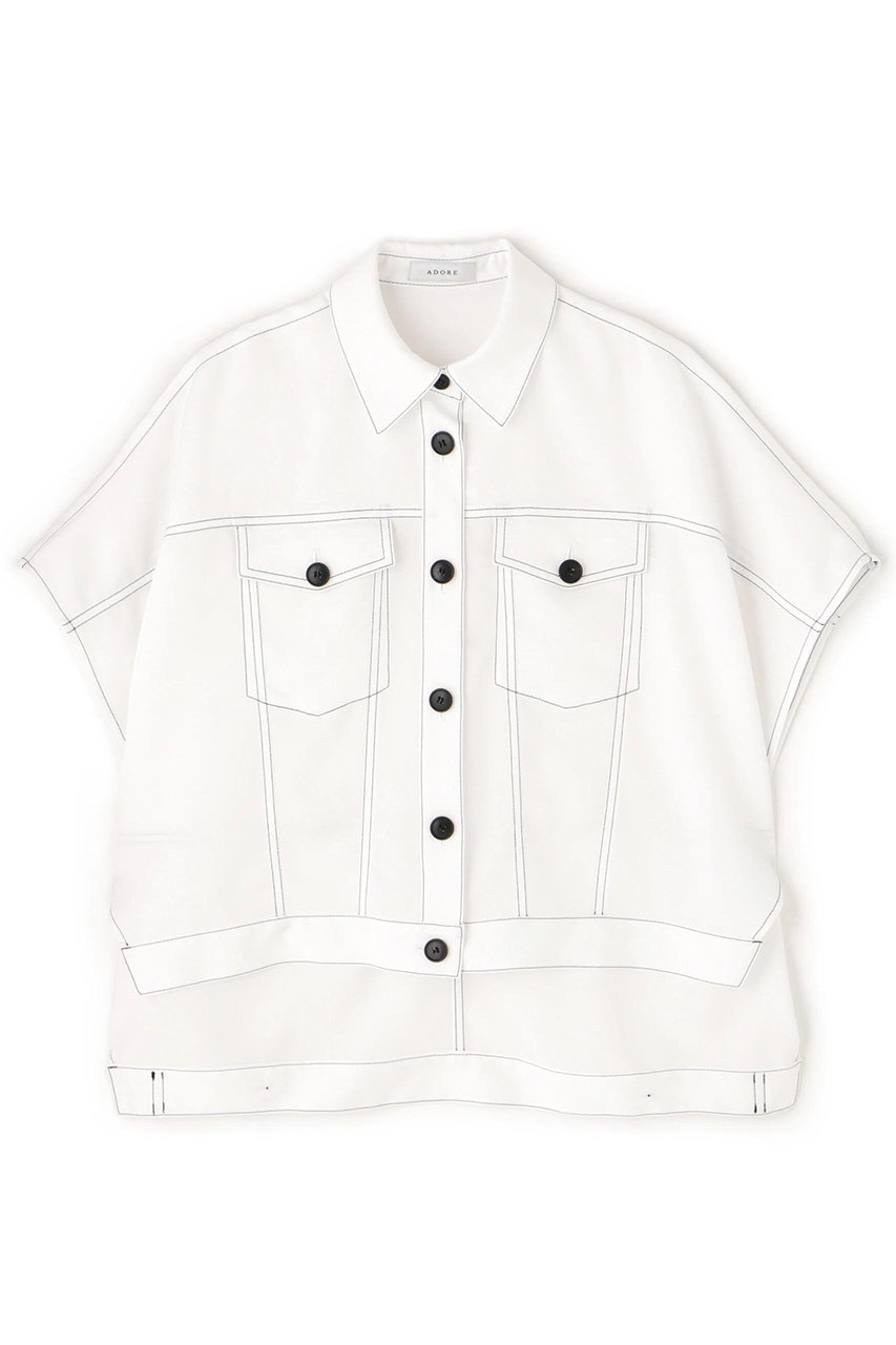 ADORE ドライストレッチツイルブラウス (ホワイト, 38) アドーア ELLE SHOP ADORE ドライストレッチツイルブラウス (ホワイト, 38) アドーア ELLE SHOP
