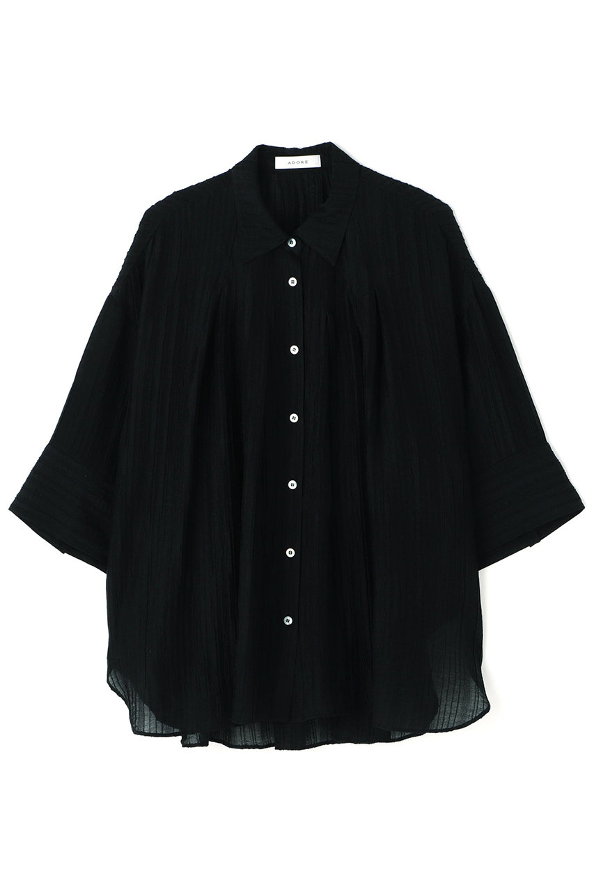 ADORE ワッシャーシアータックブラウス (ブラック, 38) アドーア ELLE SHOP ADORE ワッシャーシアータックブラウス (ブラック, 38) アドーア ELLE SHOP