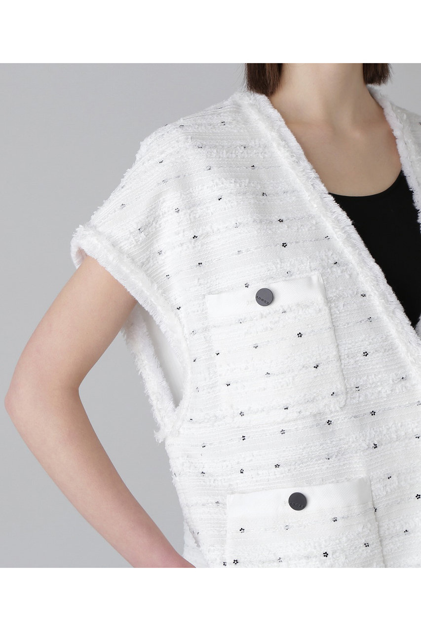 ADORE(アドーア)｜◇フラワースパングルツィードジャケット/ホワイト