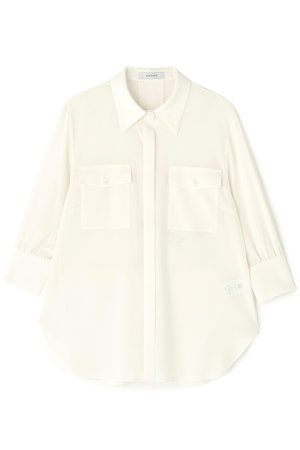 アドーアADORE ドライ ソフト ブラウス M オープンカラー シャツ 白 ADORE|アドーアのブラウス・シャツ通販|ELLE SHOP (エル