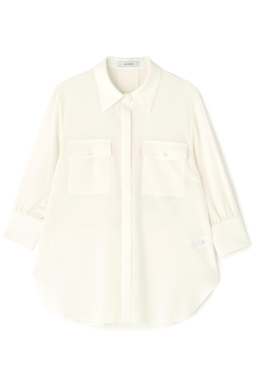 ADORE ◆ストレッチデシンブラウス (ホワイト, 38) アドーア ELLE SHOP ADORE ◆ストレッチデシンブラウス (ホワイト, 38) アドーア ELLE SHOP