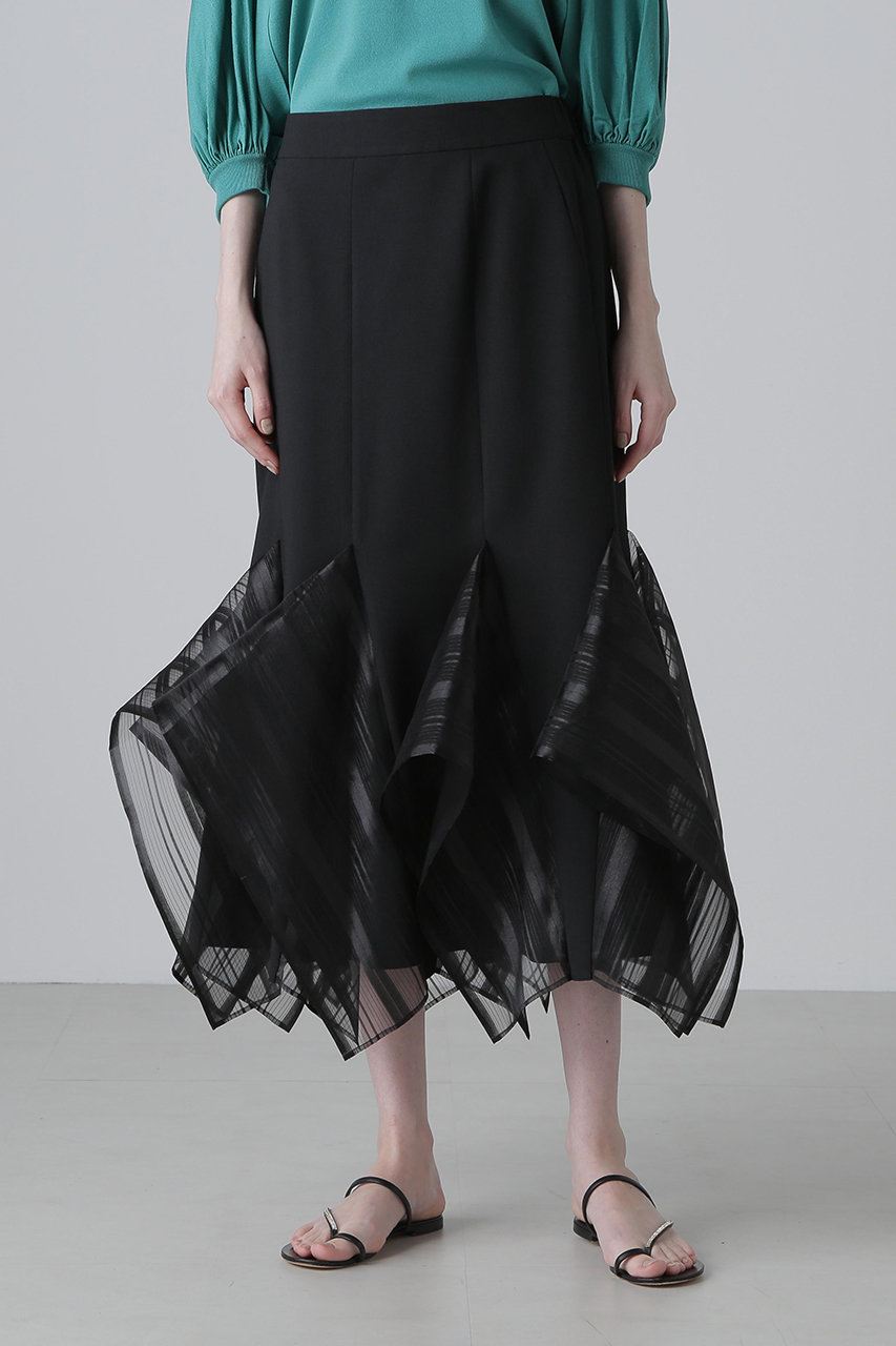 【美品】アドーア ADORE ストライプ　スカート ADORE(アドーア)｜◇シアーストライプスカート/ブラック の通販