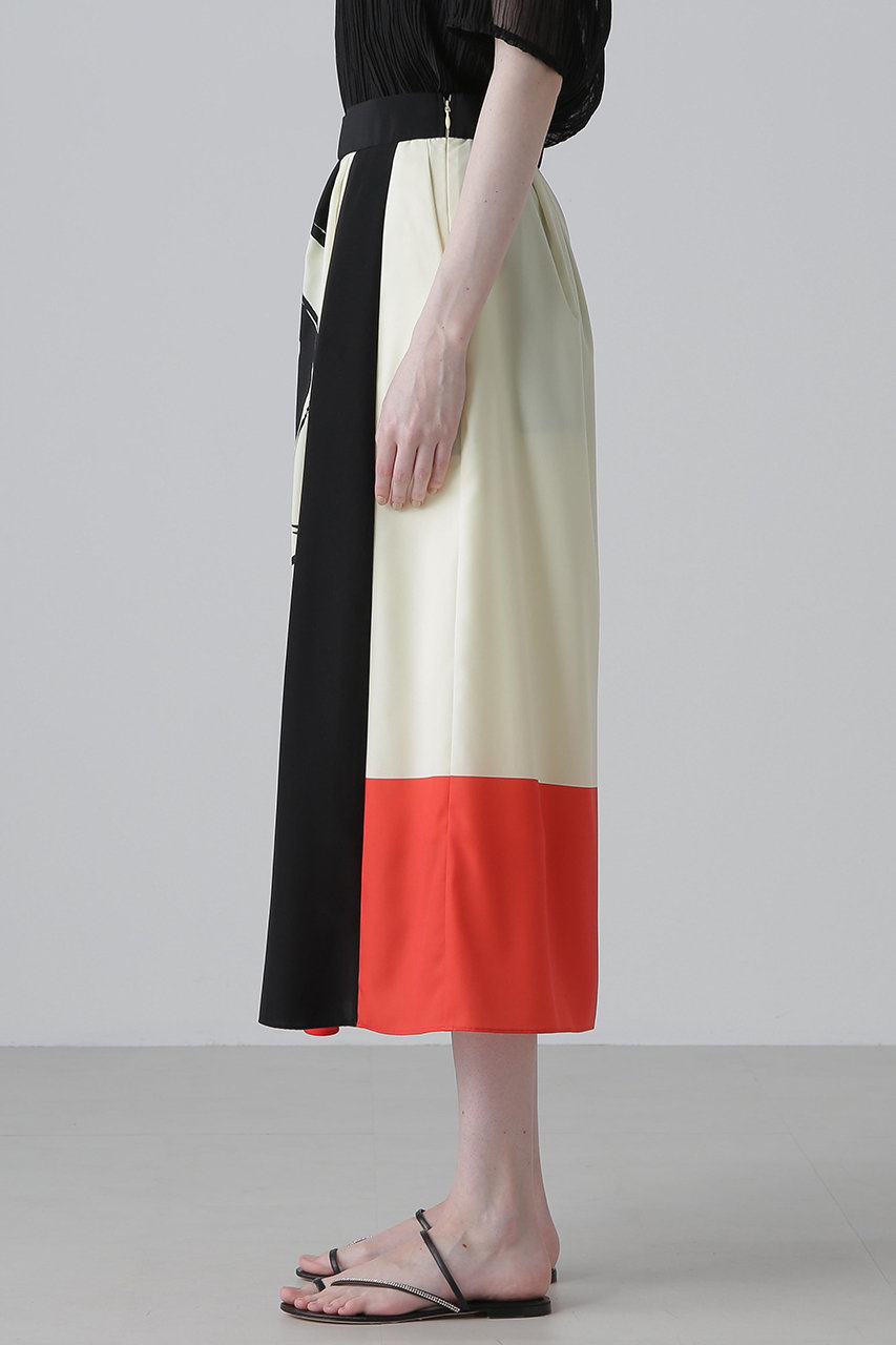 2点 ADORE アシンメトリー ラップ ハイウエスト スカート 黄色 アドーア ADORE(アドーア)|◇カラーオーバーレイプリントスカート