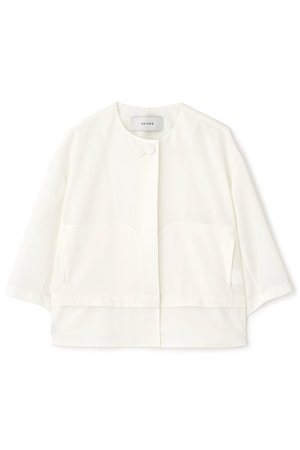 【美品】アドーア ADORE ノーカラーショートジャケット　ブルゾン　日本製 美品】アドーア ADORE ノーカラーショートジャケット ブルゾン