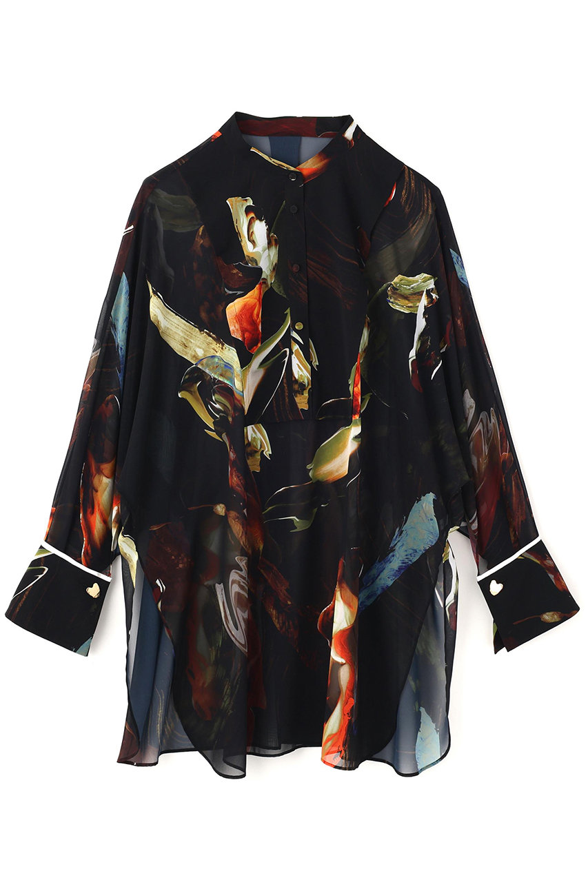 ADORE メルティングプリントブラウス (ブラック, ３８) アドーア ELLE SHOP