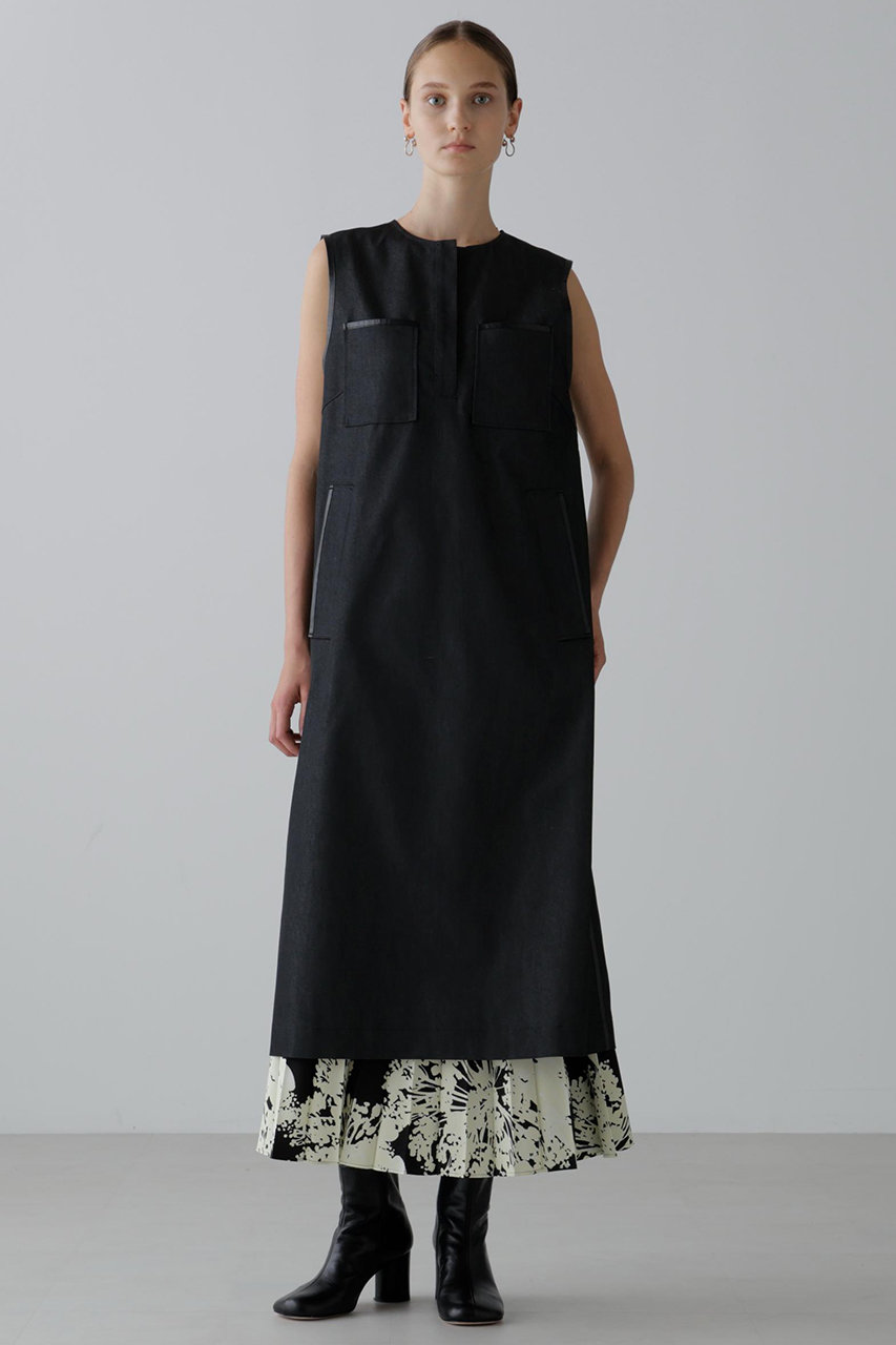 ADORE(アドーア)｜デニムライクストレッチワンピース/ブラック の通販