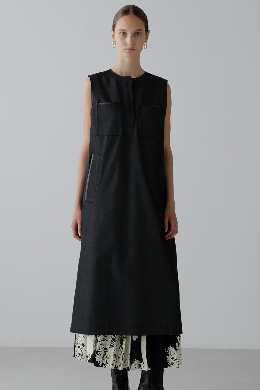 専用【極美品】アドーア オックスデニムワンピース トリアセテート 38 M 黒 ADORE(アドーア)｜デニムライクストレッチワンピース/ブラック