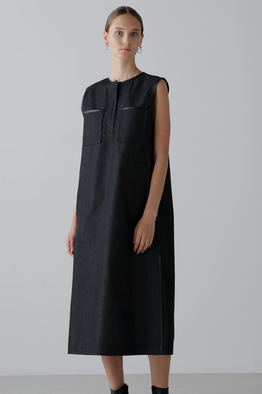ADORE(アドーア)｜デニムライクストレッチワンピース/ブラック