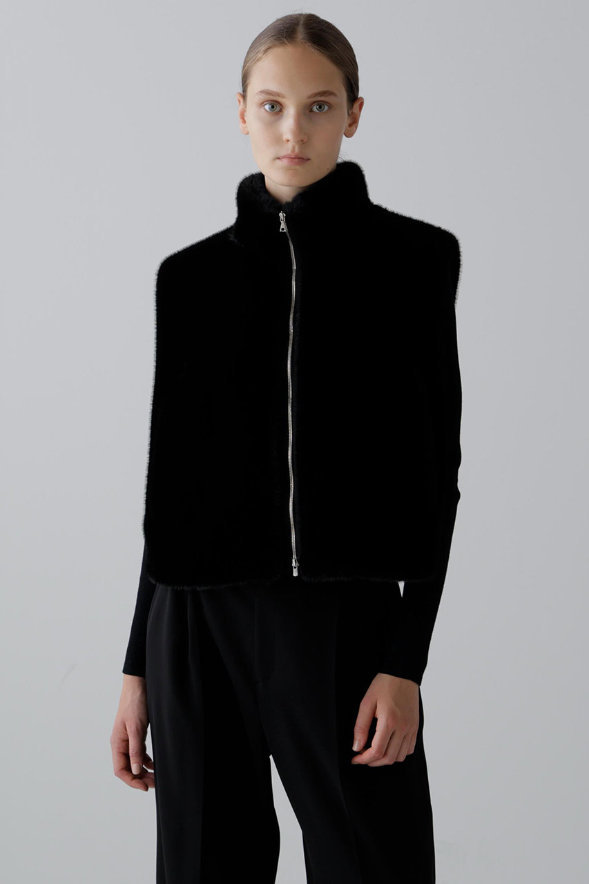 ADORE(アドーア)｜フェイクファーベスト/ブラック の通販｜ELLESHOP