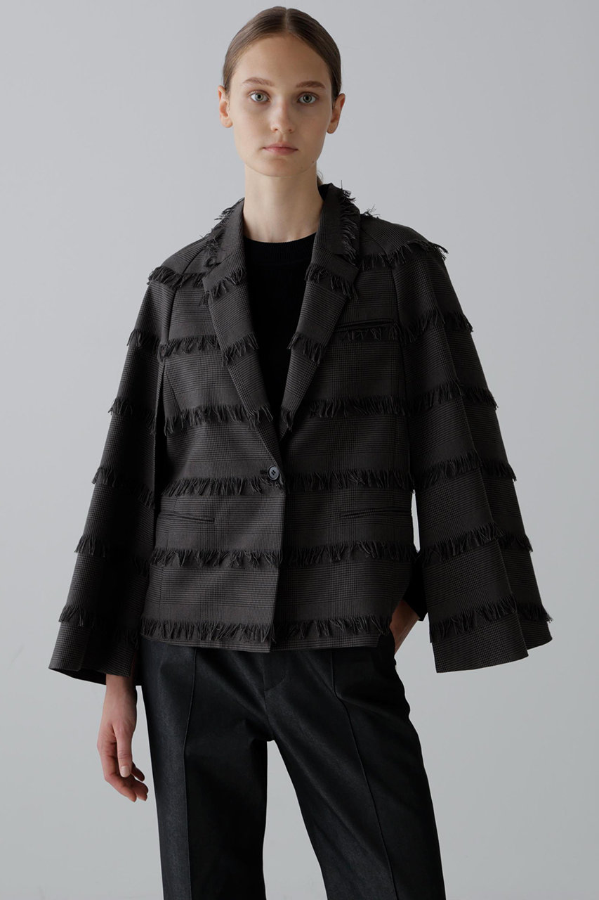 ADORE(アドーア)｜フリンジチェックジャケット/グレー の通販