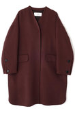 ADORE(アドーア)｜ソリッドウールリバーノーカラーコート/ベージュ の