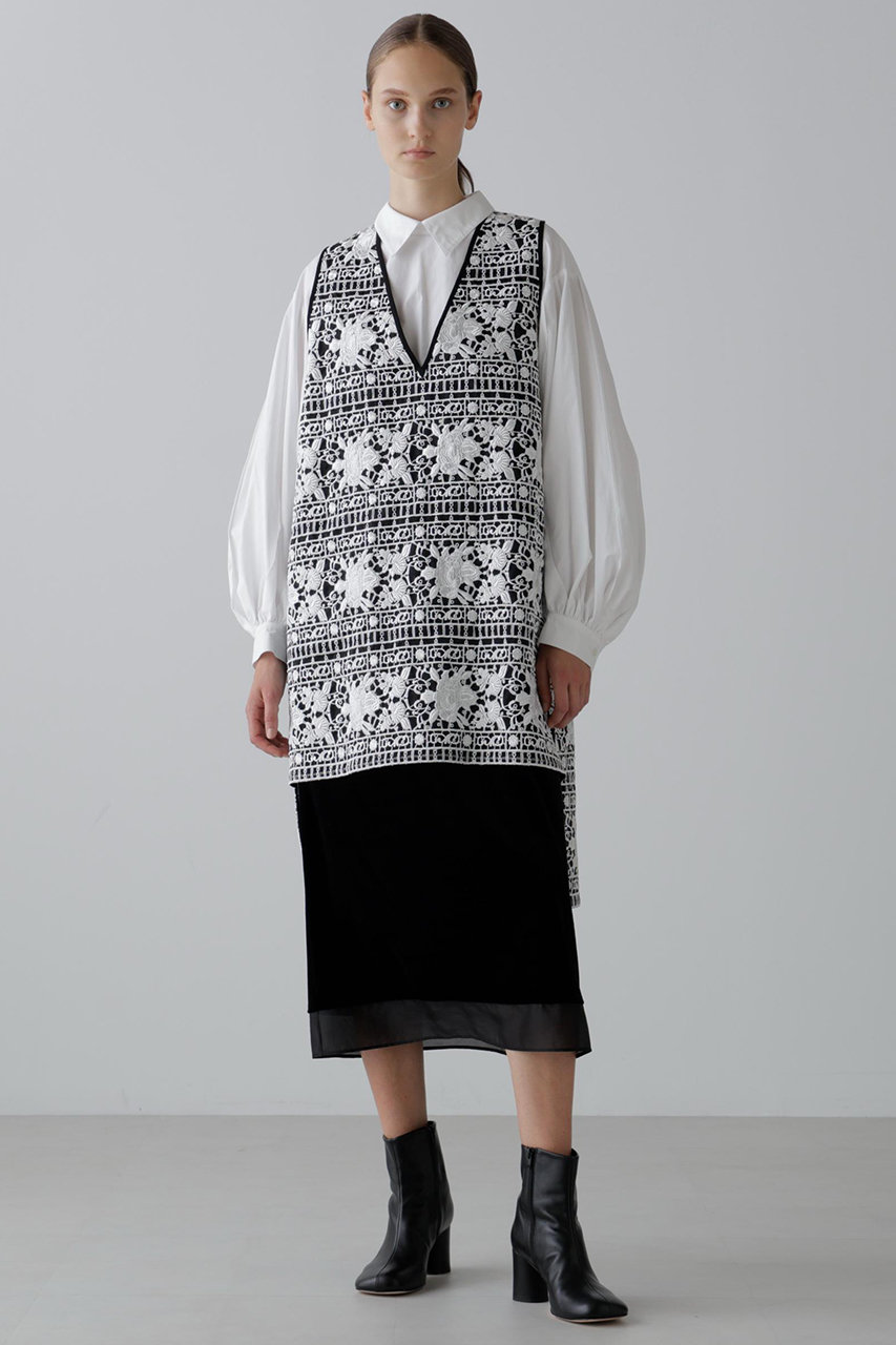 【未使用級】ADORE アドーア　レースワンピース　36 上品　プリーツ セール】 フラワーコードレースワンピース （ワンピース