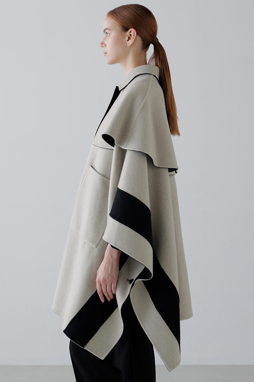 ADORE(アドーア)｜◇Ca混2TONEリバーケープコート/ブラック の